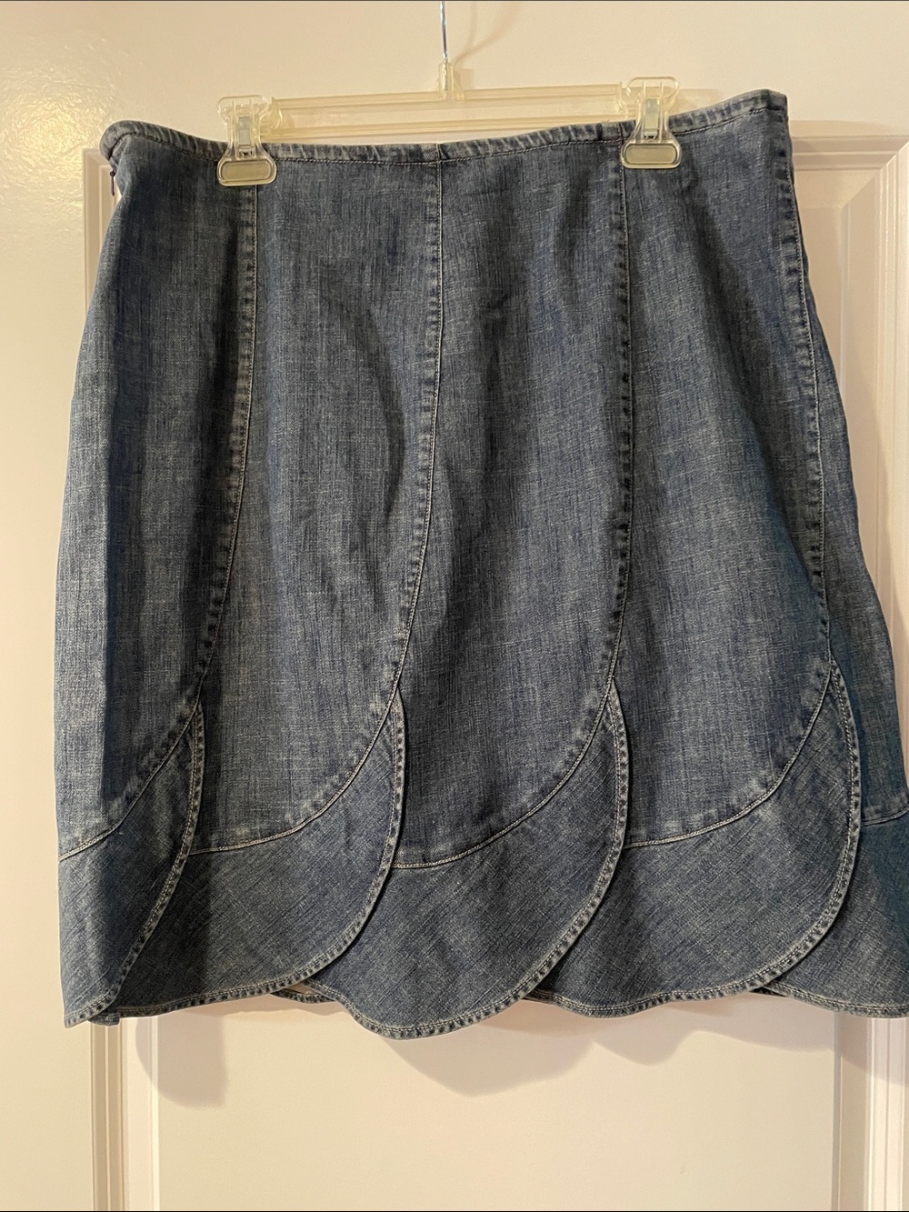 Dana Buchman Denim Scallop-Hem Mini Skirt - Blue